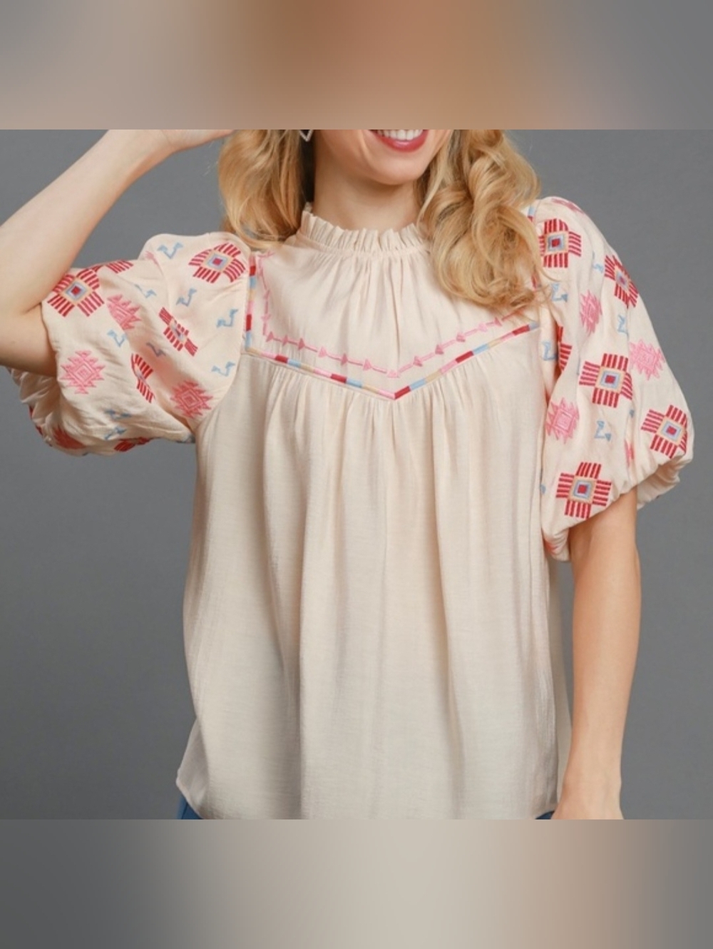 Umgee NWT Embroidered High Neck Top